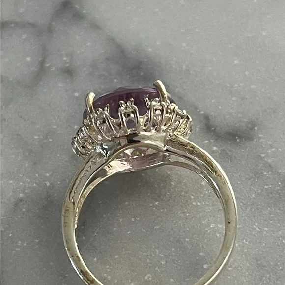 Sterling Silver Vintage Purple Gemstone Ring - Picture 5 of 6